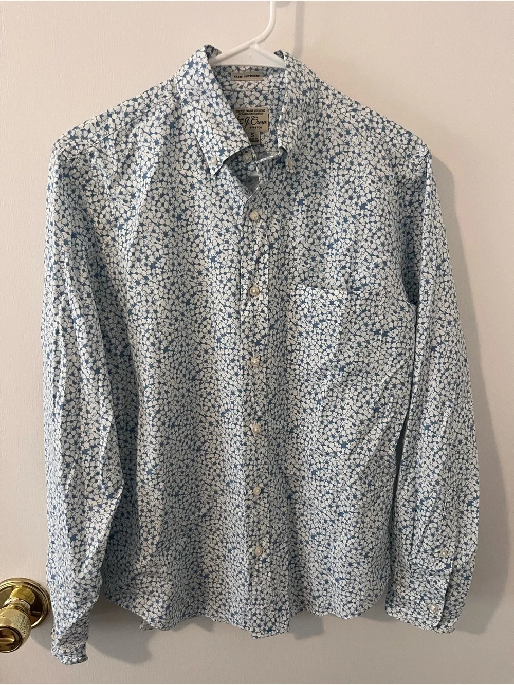 J. Crew Men’s Micro Floral Slim Untucked Organic Cotton Button Down Shirt Small